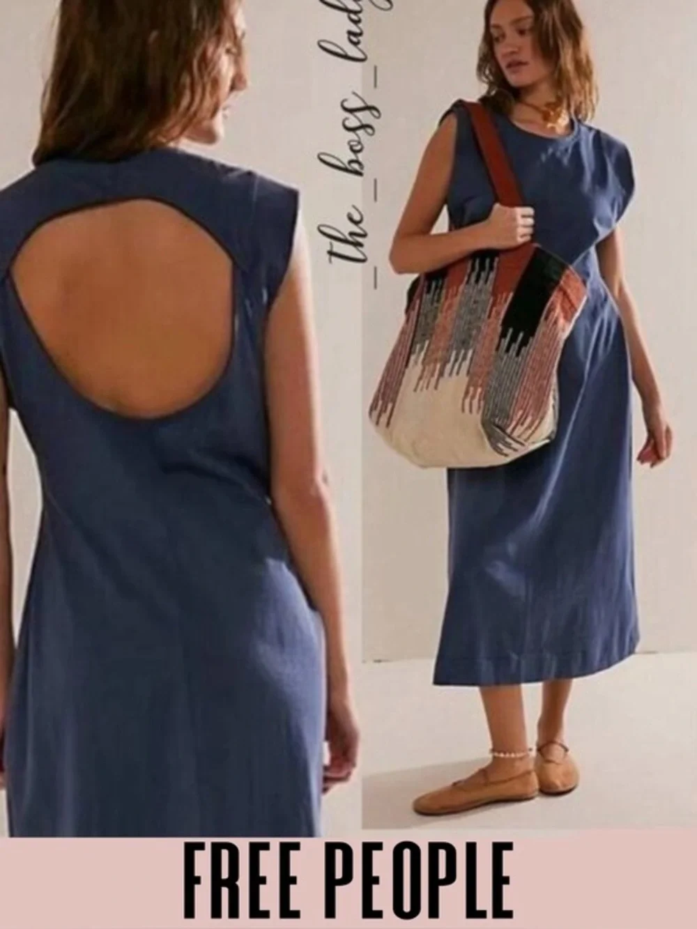 Free People dress maxi cotton cutout pleated